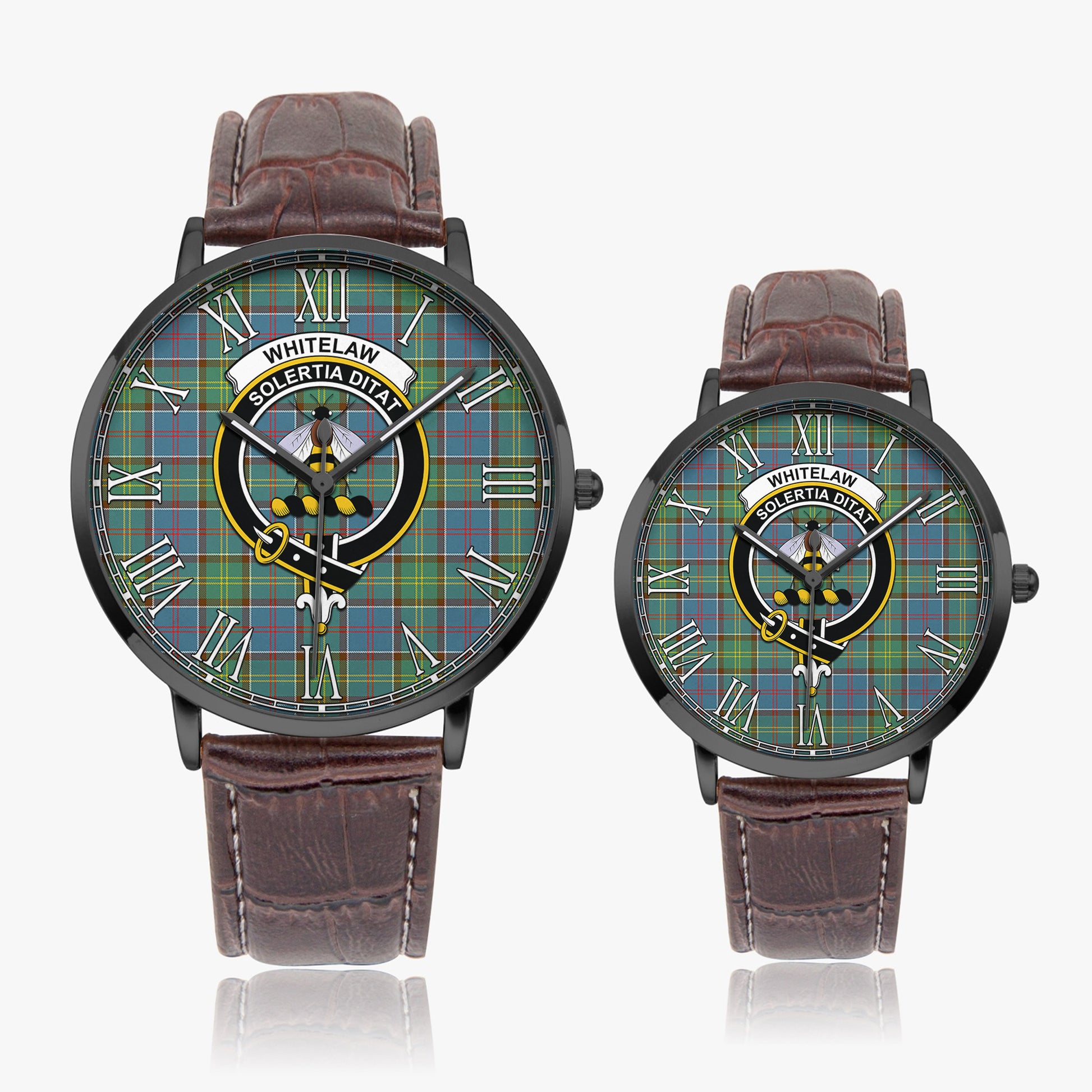 Whitelaw Tartan Family Crest Leather Strap Quartz Watch - Tartanvibesclothing
