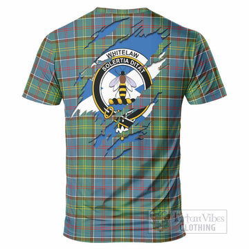 Whitelaw Clan Crest In Me Tartan T-Shirt Scotland Flag Style