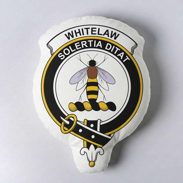 Whitelaw Clan Crest Shaped Throw Pillow, Scottish Clan Badge Decorative Pillow
