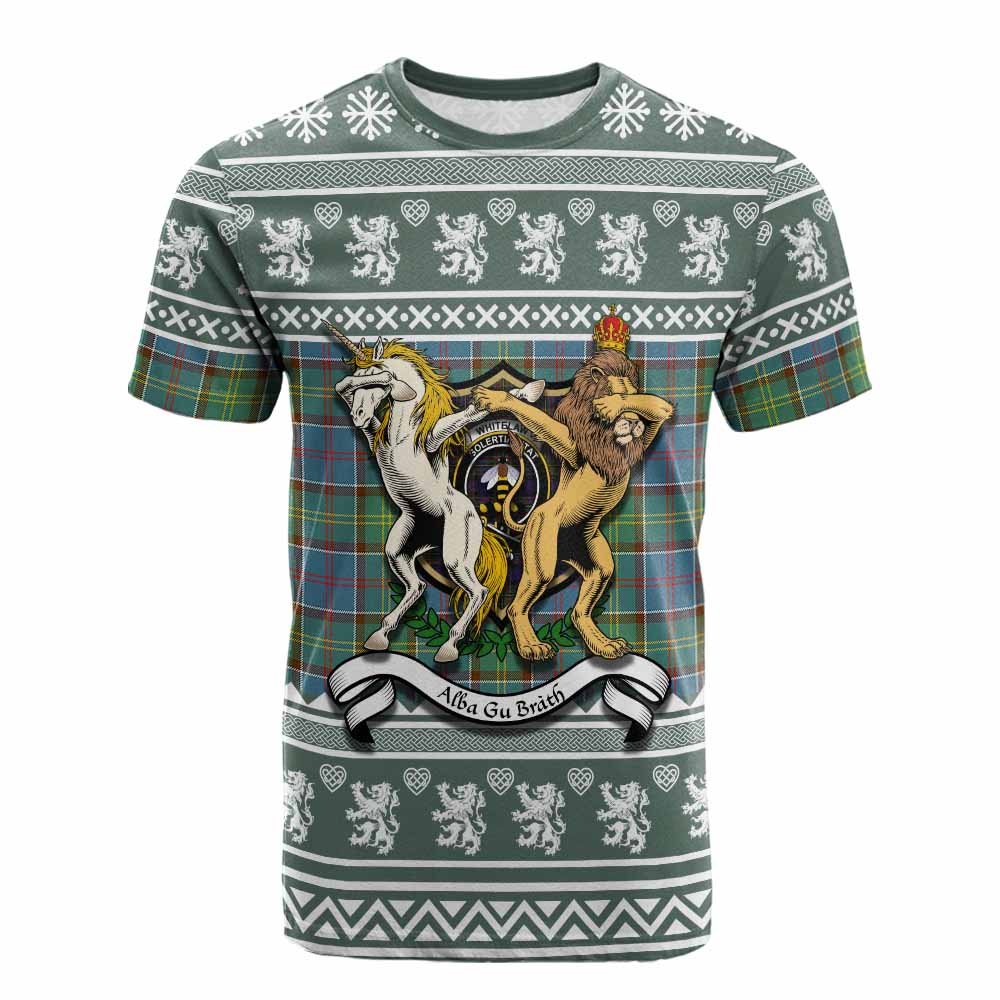 Whitelaw Clan Tartan Crest Christmas Cotton T-shirt Coat of Arms Funny Style - Tartan Vibes Clothing