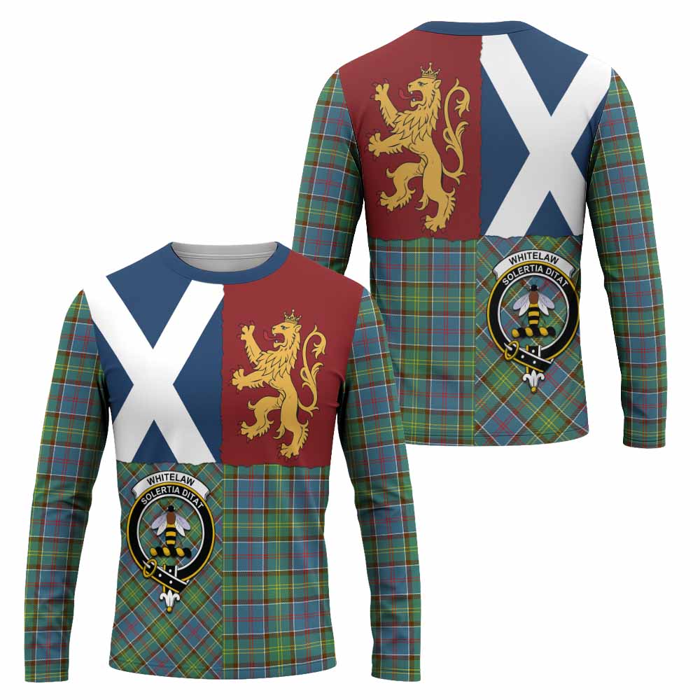 Whitelaw Crest Tartan Long Sleeve T-Shirt with Lion Rampant Saltire Style