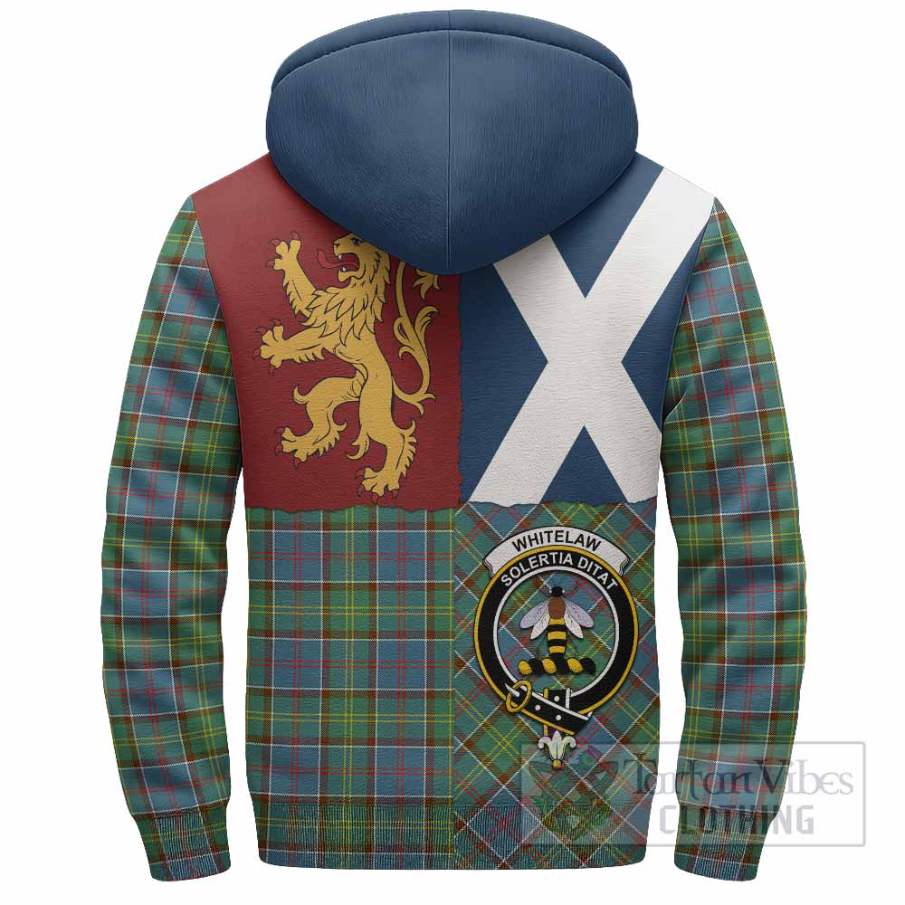 Whitelaw Crest Tartan Sherpa Hoodie with Lion Rampant Saltire Style