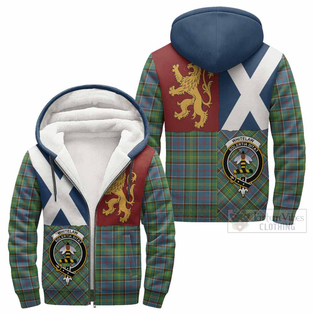 Whitelaw Crest Tartan Sherpa Hoodie with Lion Rampant Saltire Style
