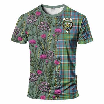 Whitelaw Family Crest Tartan T-Shirt Scottish Thistle Flower Pattern Half Style - Tartan Vibes Clothing