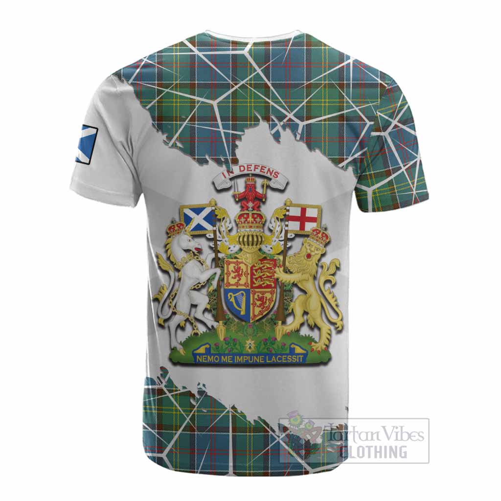 Whitelaw Tartan Cotton T-shirt with Family Crest and Lion Rampant Grunge Style