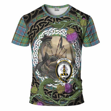 Whitelaw Tartan Crest Bagpipe Nessie T-Shirt Scottish Loch Ness Monster Celtic Thistle