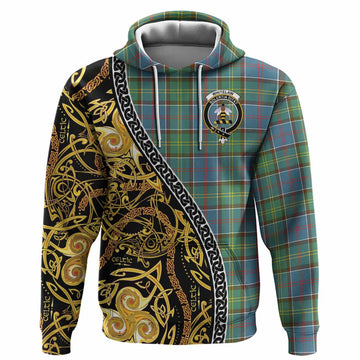 Whitelaw Tartan Crest Hoodie Celtic Knot and Triple Trickle Spiral Symbols