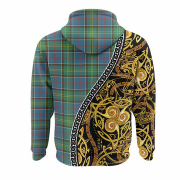 Whitelaw Tartan Crest Hoodie Celtic Knot and Triple Trickle Spiral Symbols