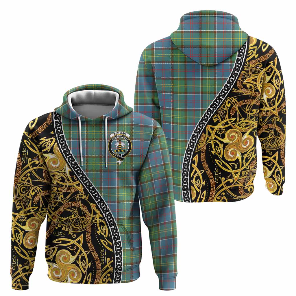Whitelaw Tartan Crest Hoodie Celtic Knot and Triple Trickle Spiral Symbols