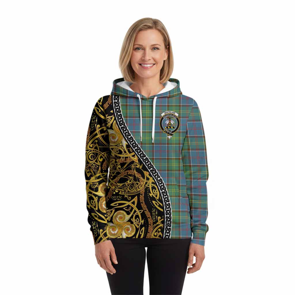 Whitelaw Tartan Crest Hoodie Celtic Knot and Triple Trickle Spiral Symbols