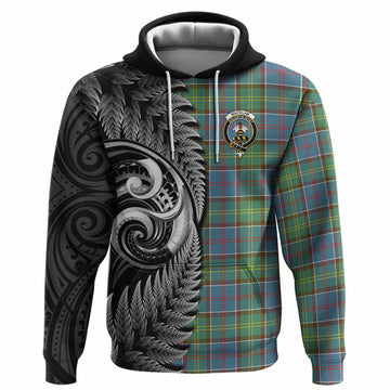 Whitelaw Tartan Crest Hoodie With New Zealand Silver Fern Maori Koru