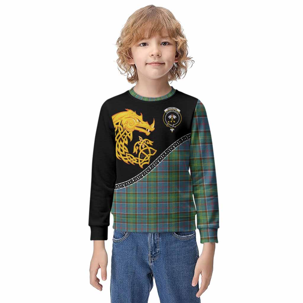 Whitelaw Tartan Crest Kid Knitted Sweatshirt Legendary Dragon Knot Half Style