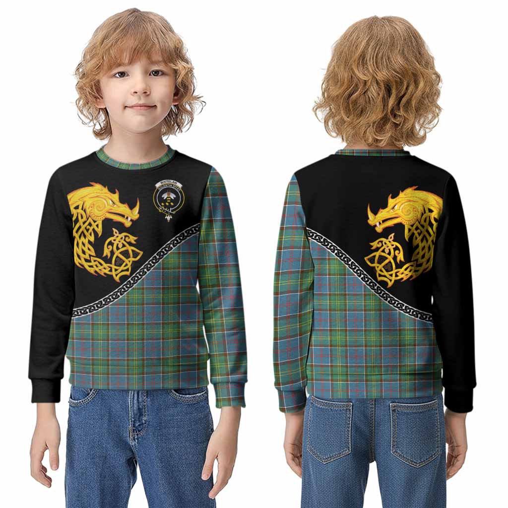 Whitelaw Tartan Crest Kid Knitted Sweatshirt Legendary Dragon Knot Half Style