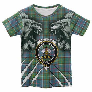 Whitelaw Tartan Crest Kid T-shirt Ferocious Lion Style