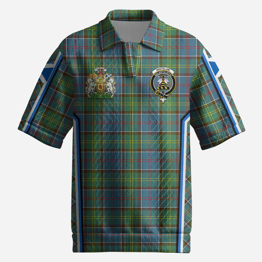 Whitelaw Tartan Crest Men’s Polo Sweater Top Scotland Coat of Arm Flag Style