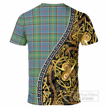 Whitelaw Tartan Crest T-Shirt Celtic Knot and Triple Trickle Spiral Symbols