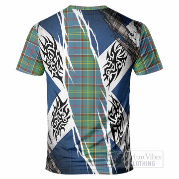 Whitelaw Tartan Crest T-Shirt Scotland Flag Ripped Tribal Design