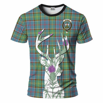 Whitelaw Tartan Crest T-Shirt Scottish Stag Thistle Floral Art