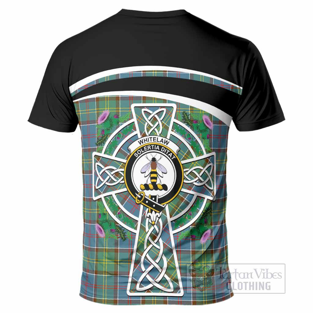 Whitelaw Tartan Crest T-Shirt Scottish Thistle Celtic Cross Alba Gu Brath
