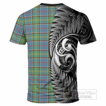 Whitelaw Tartan Crest T-Shirt With New Zealand Silver Fern Maori Koru