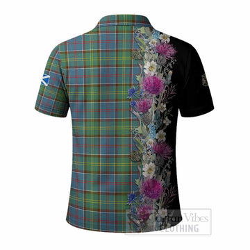 Whitelaw Tartan Crest Thistle Floral Polo Shirt - Tartan Vibes Clothing