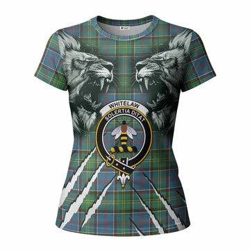 Whitelaw Tartan Crest Women T shirt Ferocious Lion Style