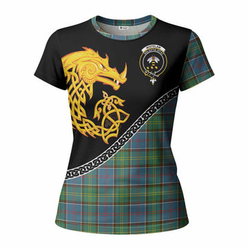 Whitelaw Tartan Crest Women T shirt Legendary Dragon Knot Half Style