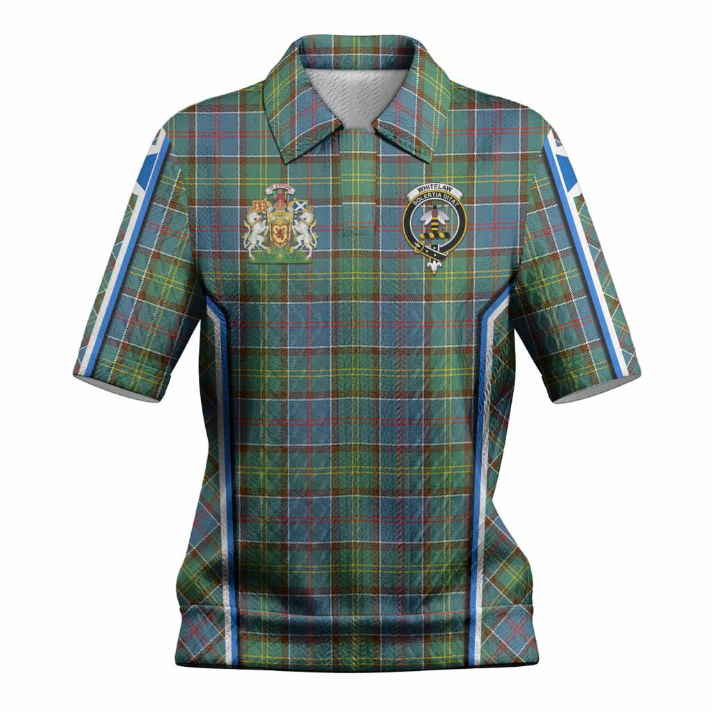Whitelaw Tartan Crest Women’s Polo Sweater Top Scotland Coat of Arm Flag Style