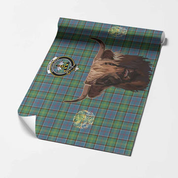 Whitelaw Tartan Crest Wrapping Paper Scotland Heilan Coo Tartan Seamless Style