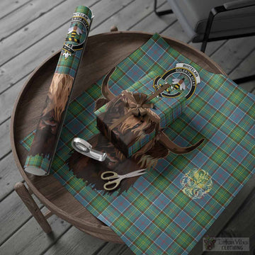 Whitelaw Tartan Crest Wrapping Paper Scotland Heilan Coo Tartan Seamless Style