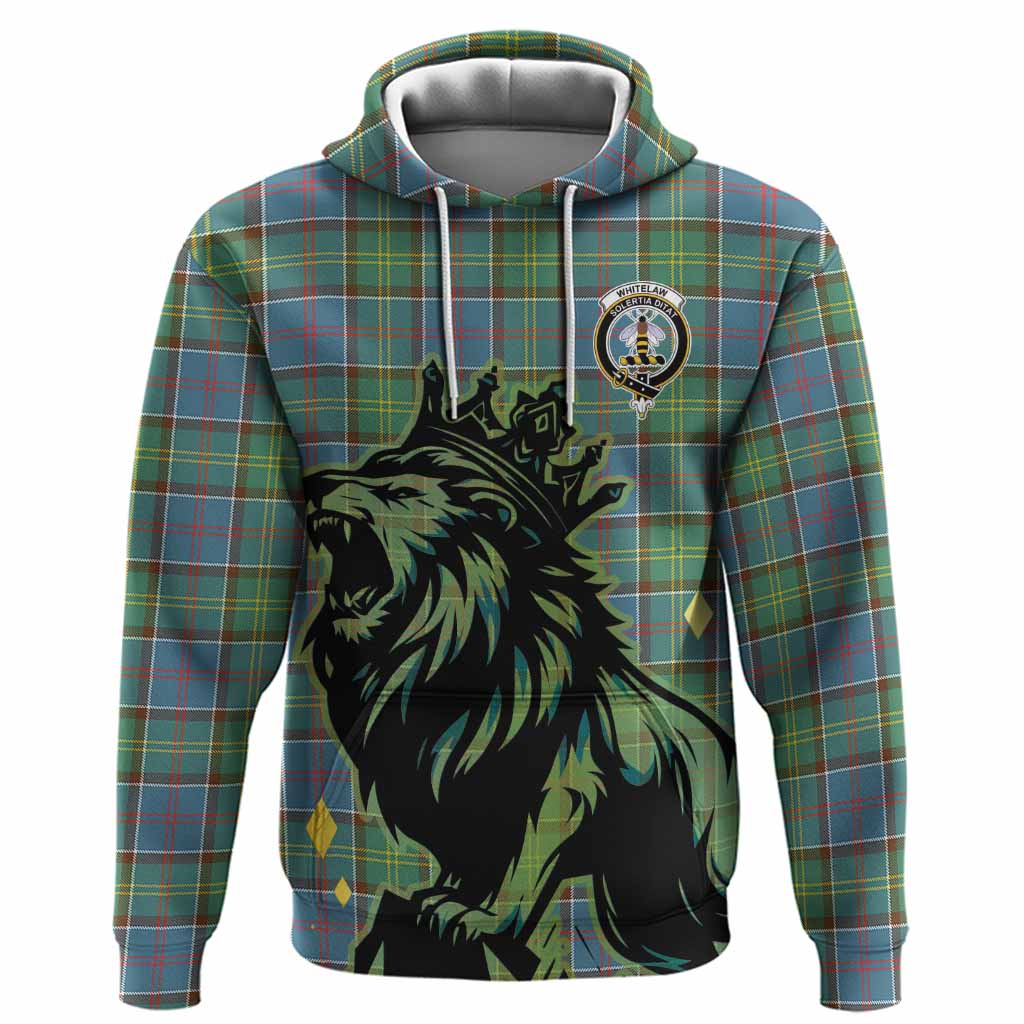 Whitelaw Tartan Family Crest Hoodie Crowned Lion Roaring