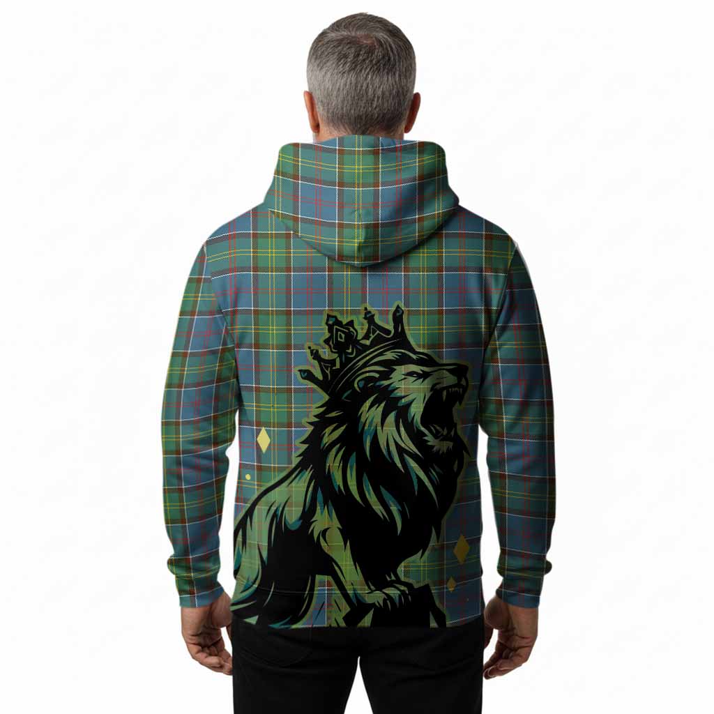 Whitelaw Tartan Family Crest Hoodie Crowned Lion Roaring