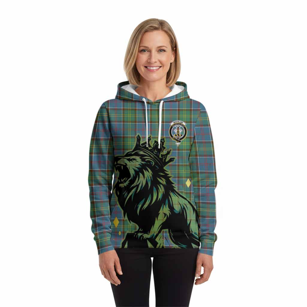 Whitelaw Tartan Family Crest Hoodie Crowned Lion Roaring