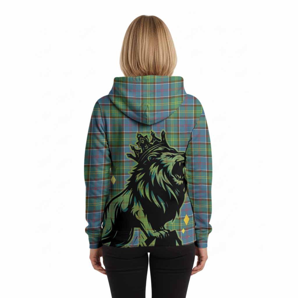 Whitelaw Tartan Family Crest Hoodie Crowned Lion Roaring