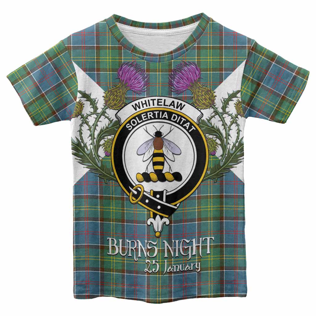 Whitelaw Tartan Family Crest Kid T-shirt Scottish Burns Night Thistle Floral
