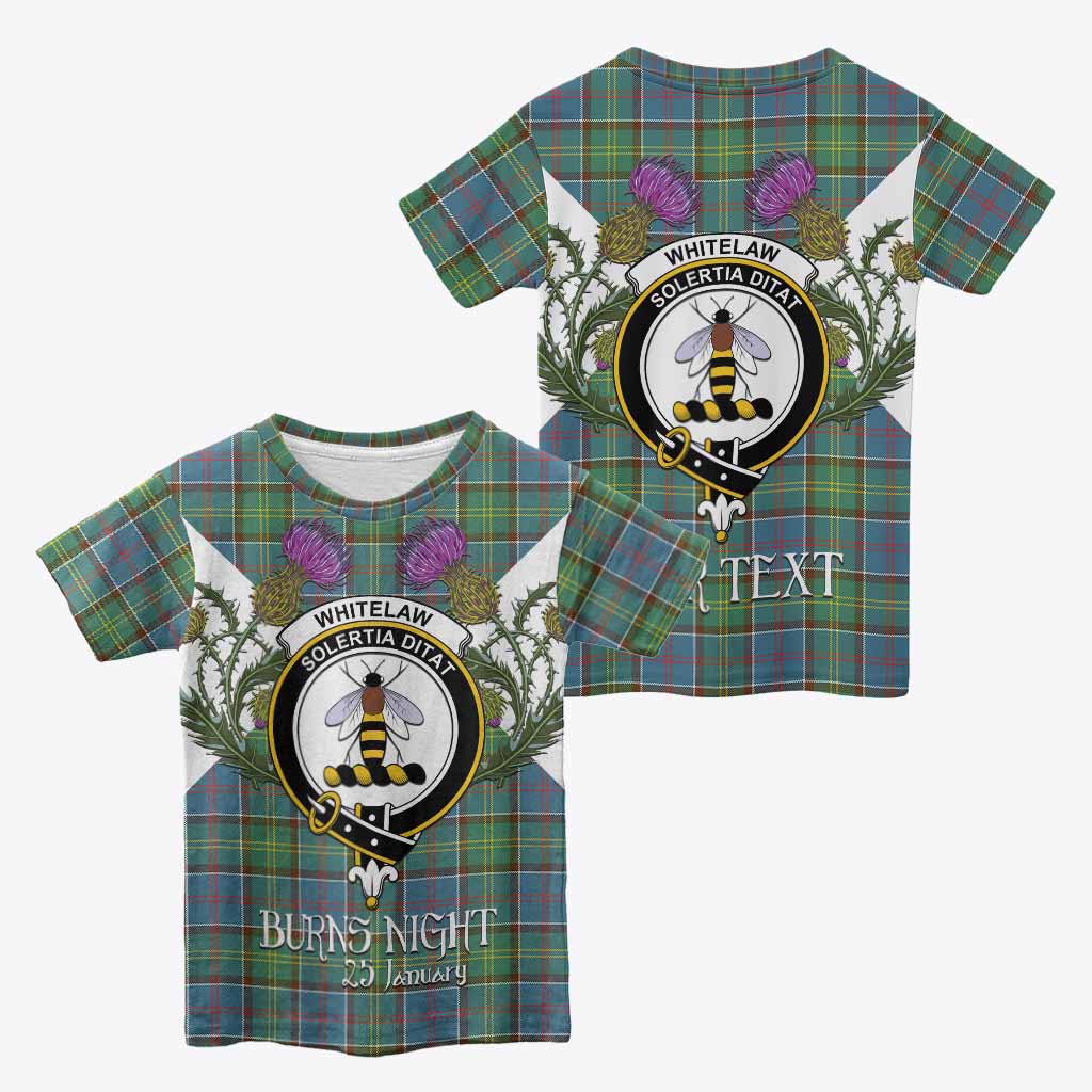 Whitelaw Tartan Family Crest Kid T-shirt Scottish Burns Night Thistle Floral