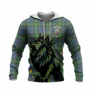 Whitelaw Tartan Family Crest Knitted Hoodie Crowned Lion Roaring