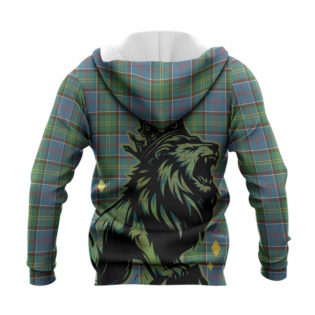 Whitelaw Tartan Family Crest Knitted Hoodie Crowned Lion Roaring