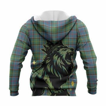 Whitelaw Tartan Family Crest Knitted Hoodie Crowned Lion Roaring