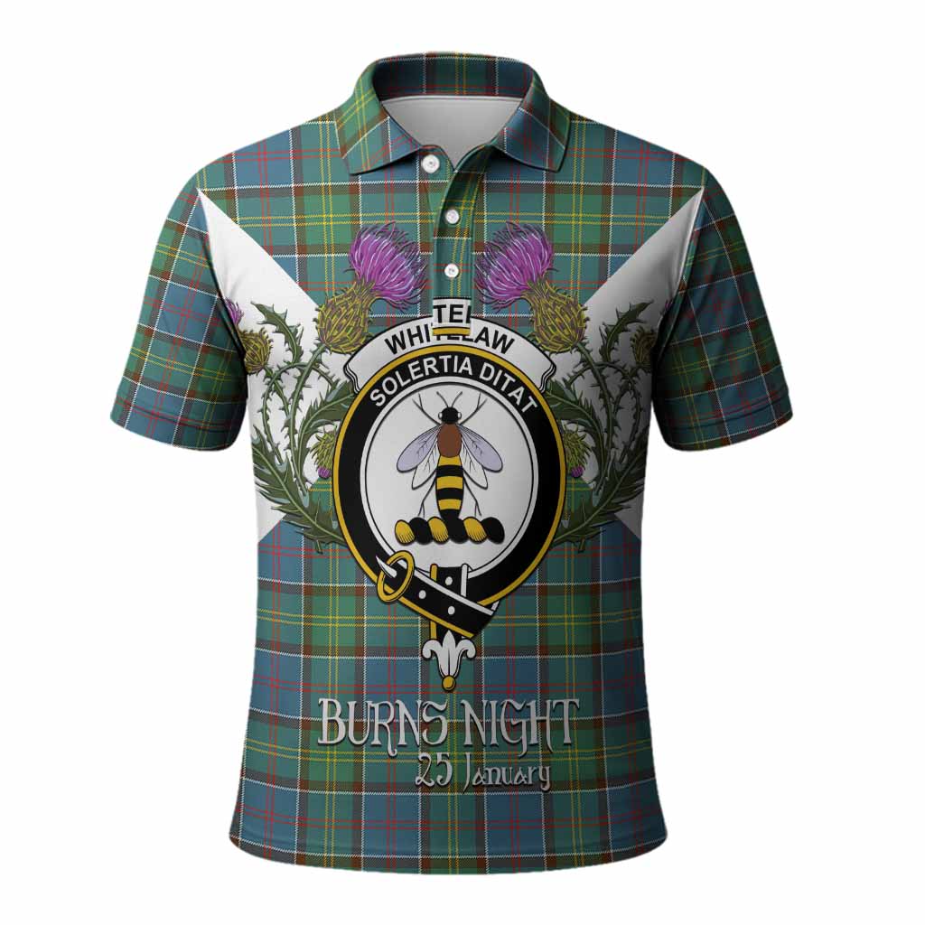 Whitelaw Tartan Family Crest Polo Shirt Scottish Burns Night Thistle Floral