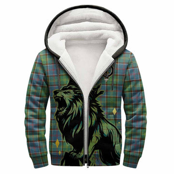Whitelaw Tartan Family Crest Sherpa Hoodie Crowned Lion Roaring