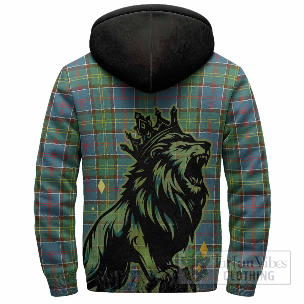 Whitelaw Tartan Family Crest Sherpa Hoodie Crowned Lion Roaring