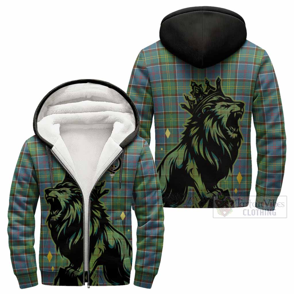 Whitelaw Tartan Family Crest Sherpa Hoodie Crowned Lion Roaring