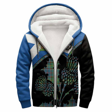 Whitelaw Tartan Family Crest Sherpa Hoodie Scotland Thistle Floral Flag Style