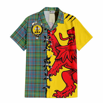 Whitelaw Tartan Family Crest Short Sleeve Button Shirt Lion Rampant Honor - Tartan Vibes Clothing