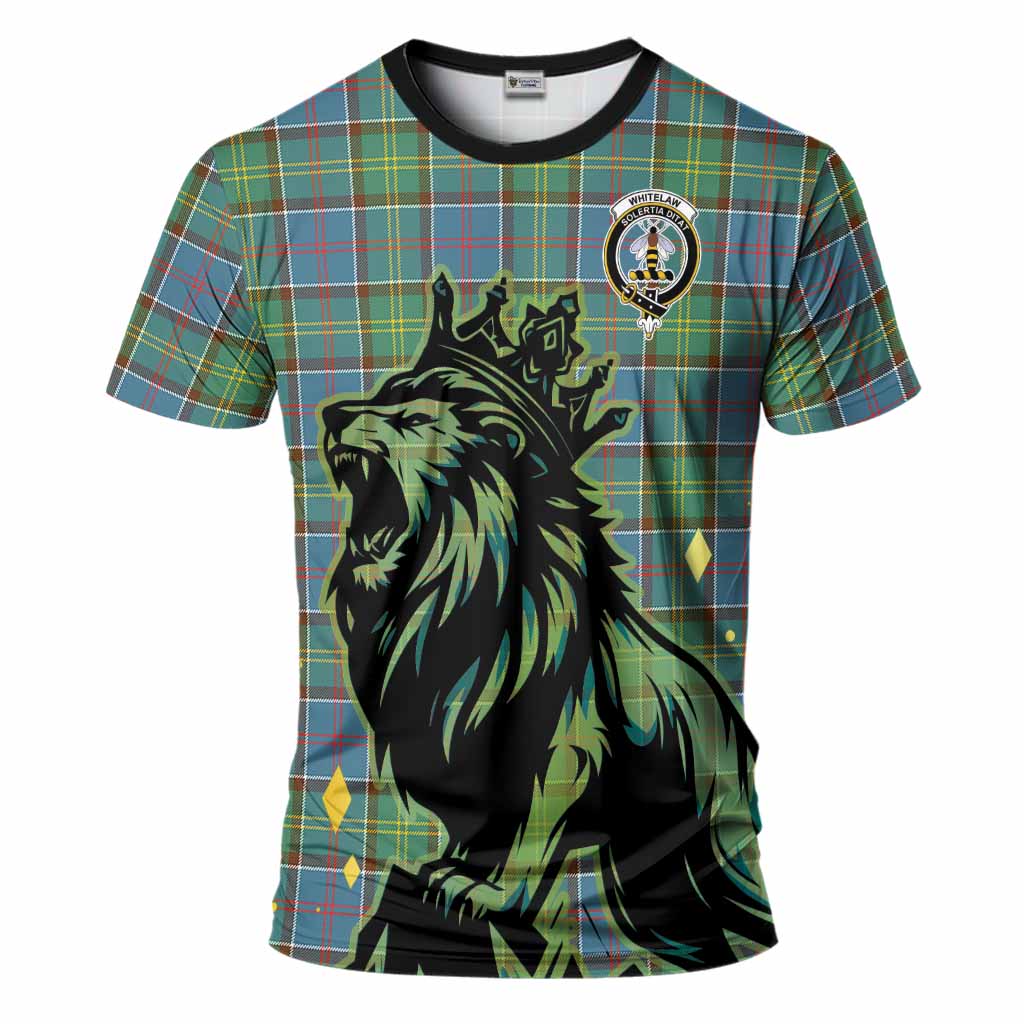 Whitelaw Tartan Family Crest T-Shirt Crowned Lion Roaring
