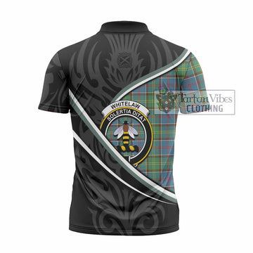 Whitelaw Tartan Family Crest Zipper Polo Shirt Celtic Scottish Thistle Floral - Tartan Vibes Clothing