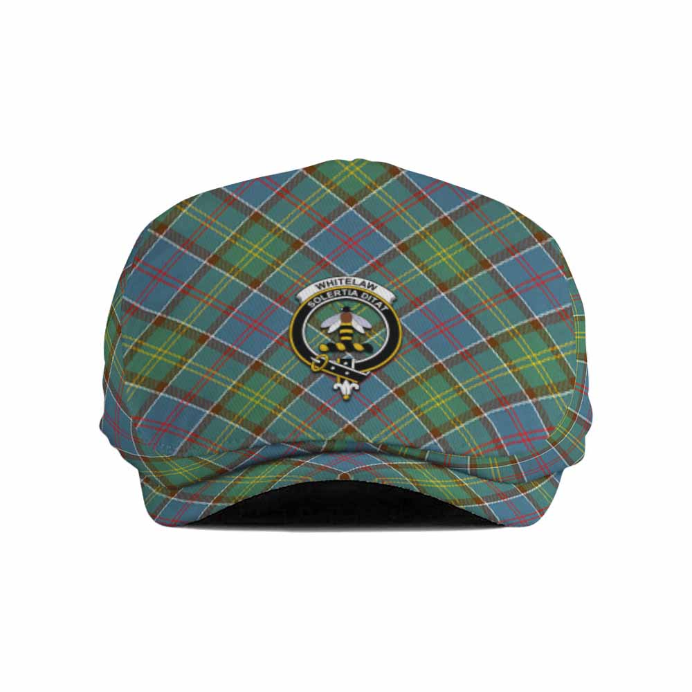 Whitelaw Tartan Flat Cap, Jeff Cap Cross Style with Family Crest - Tartan Vibes Clothing
