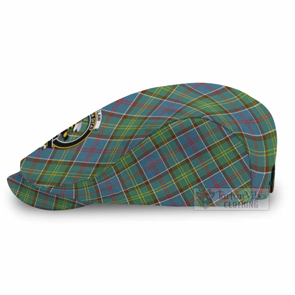Whitelaw Tartan Flat Cap, Jeff Cap Cross Style with Family Crest - Tartan Vibes Clothing