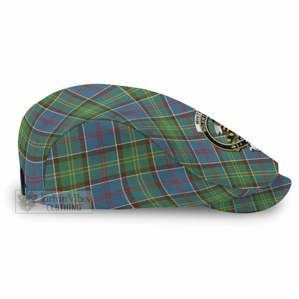 Whitelaw Tartan Flat Cap, Jeff Cap Cross Style with Family Crest - Tartan Vibes Clothing